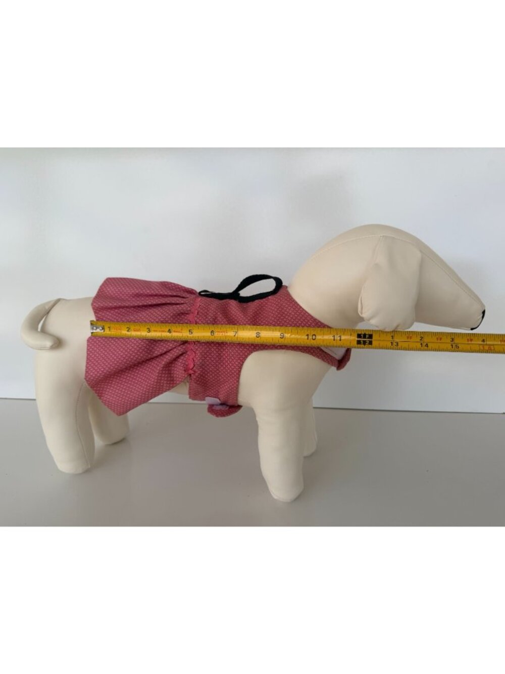 Handmade Small Dog Adjustable Dress w Harness Pink Tiny Cross Ruffled Skirt - Picture 4 of 4